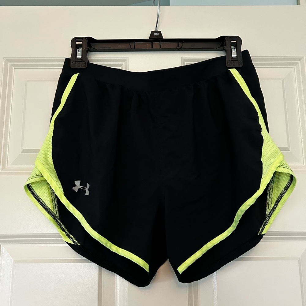 Under Armour Women's Black and Yellow Shorts